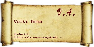 Velki Anna névjegykártya